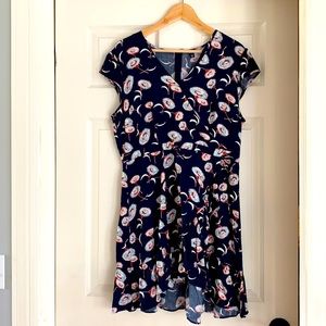 JCrew women’s cotton dress, navy with flowers, 14